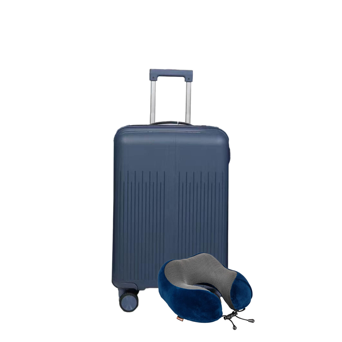 Set Valija Grande Rígida + Almohadón Cervical Memoria Azul - Azul 