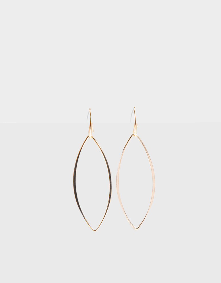 Aros Colgantes Largos Metal Aros Largos Ovalados - Dorado