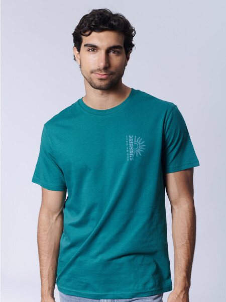 Remera Estampa Sol Verde Petróleo