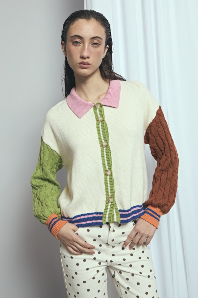 Cardigan con piping PREVENTA beige