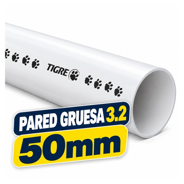 CAÑO TUBO PVC 50MM 3 METROS APROBADO 3.2mm TIGRE Caño Tubo Pvc 50mm 3 Metros Aprobado 3.2mm Tigre