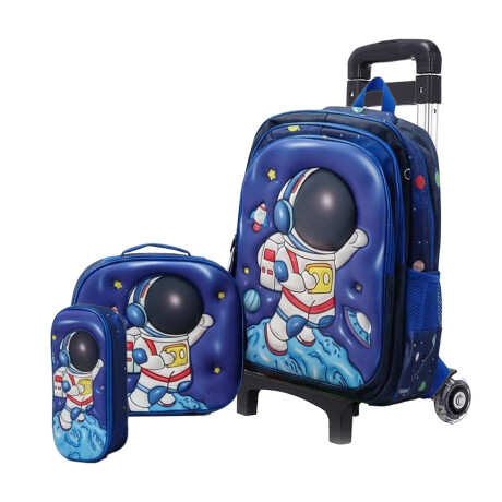 Set Escolar Mochila 3 Pzas + Soporte Regulable de Aluminio Azul