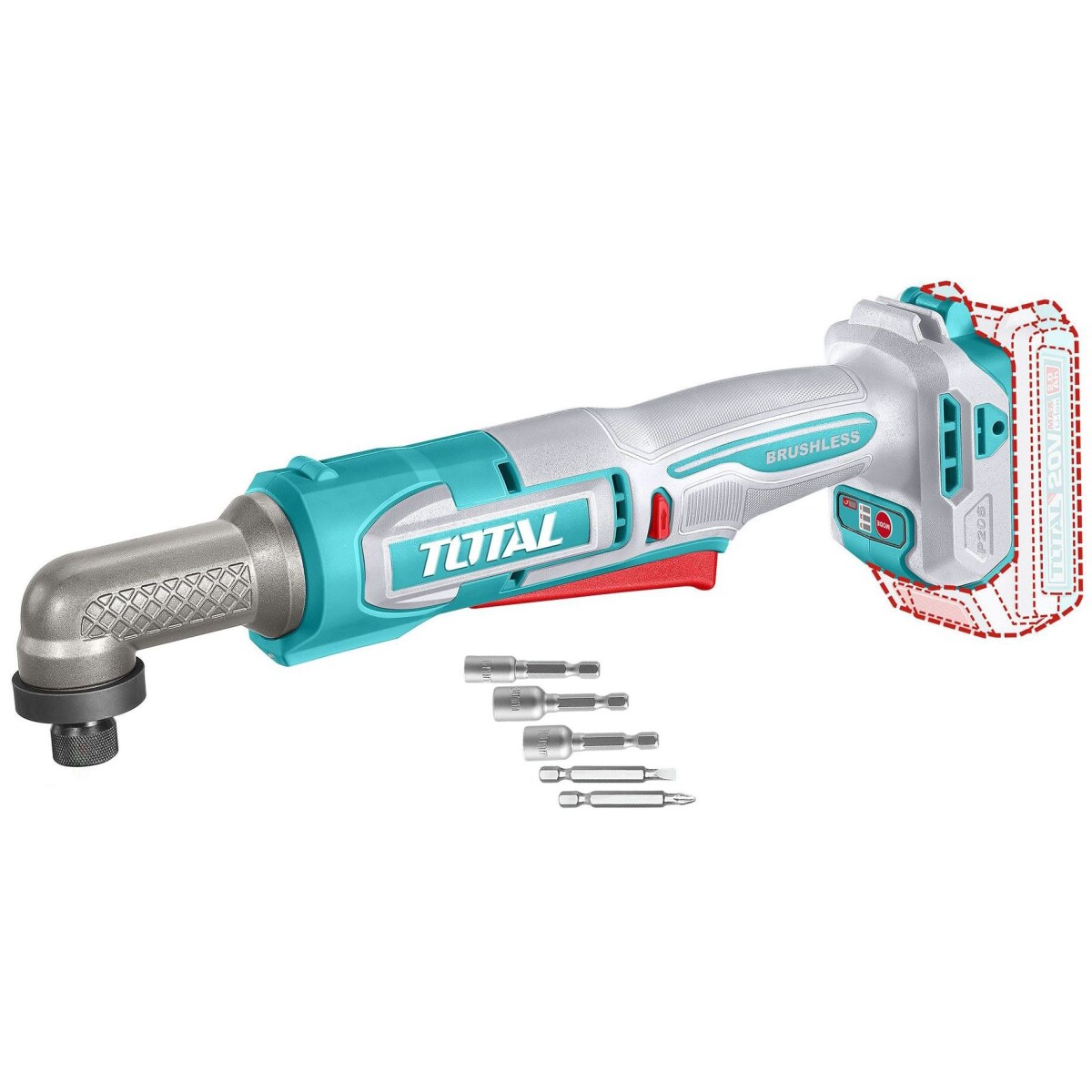 Llave De Impacto Angular 1/4" 80Nm Inalámbrica A Batería 20v 
