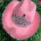 Gorro Cowboy con Corona y Lentejuela Rosa