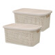 Set x2 Caja simil rattan 2,5 Lts (23x15,5x11cm) rosado BEIGE