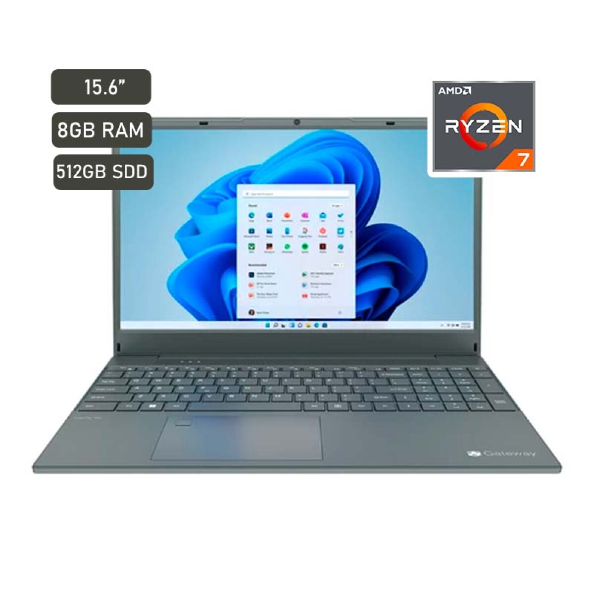 Notebook Gateway Ultra Slim 15.6" AMD Ryzen 7 8GB 512GB Negr - Unica 