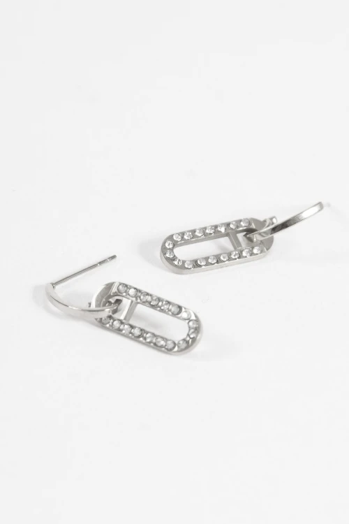 Aros dije strass acero plateado