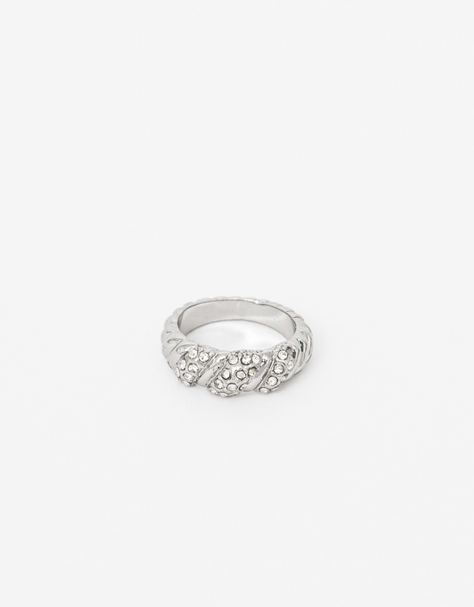 Anillo Metal Y Strass 