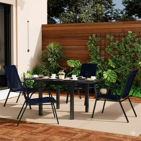 Silla Jardín Metálica Butaca Exterior C/Apoyabrazos Azul