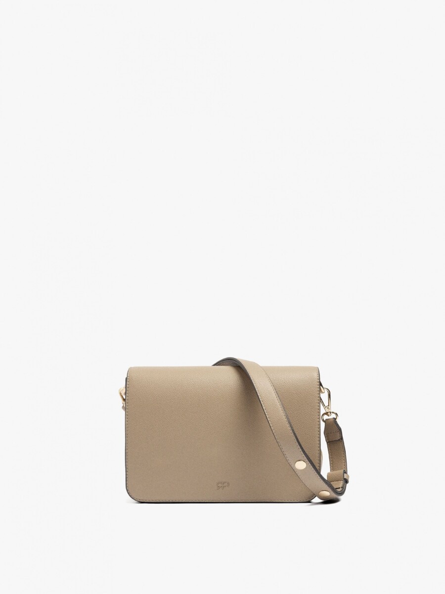 Bolso Bandolera Con Textura Y Solapa taupe