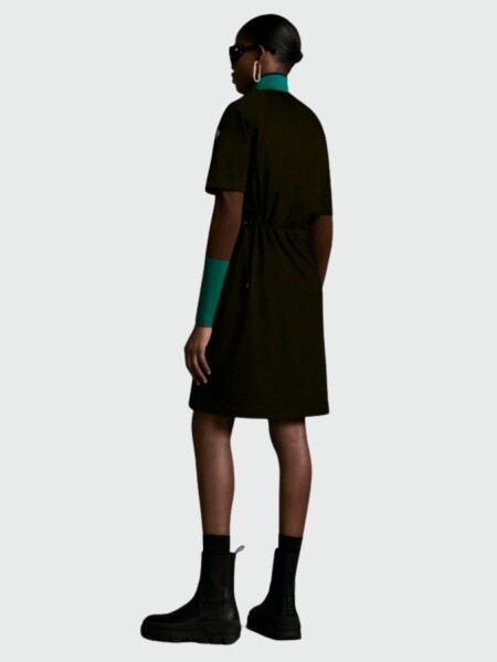 Moncler -Vestido de algodón con cintura ajustable Verde