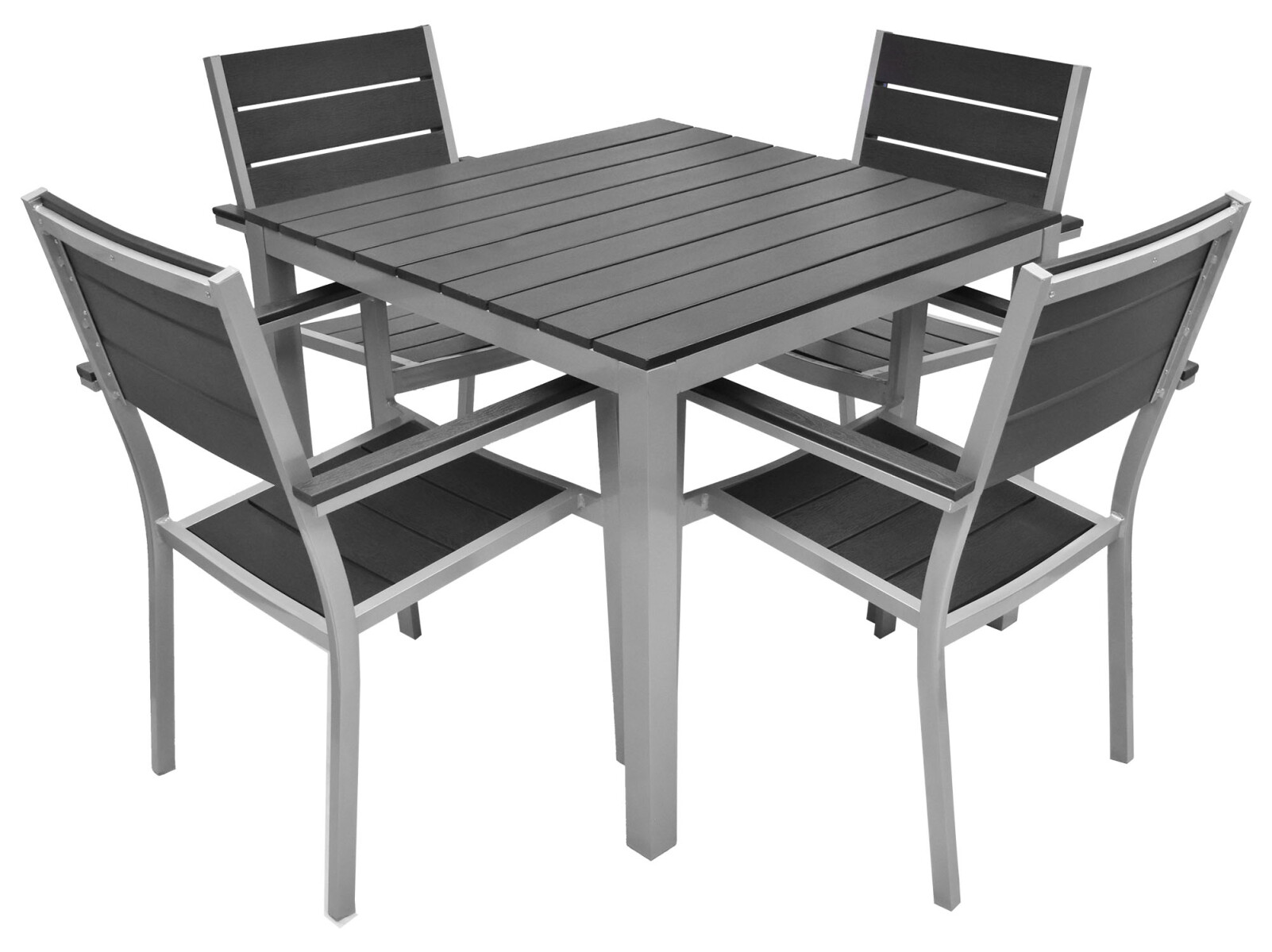 COMEDOR 5 PCS PARA JARDIN MESA + 4 SILLA CON POSA BRAZOS P11006-EL CLON 