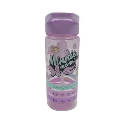 Botella Plástica con Pajita Minnie 500 ml + 3 Pulseras Goma U