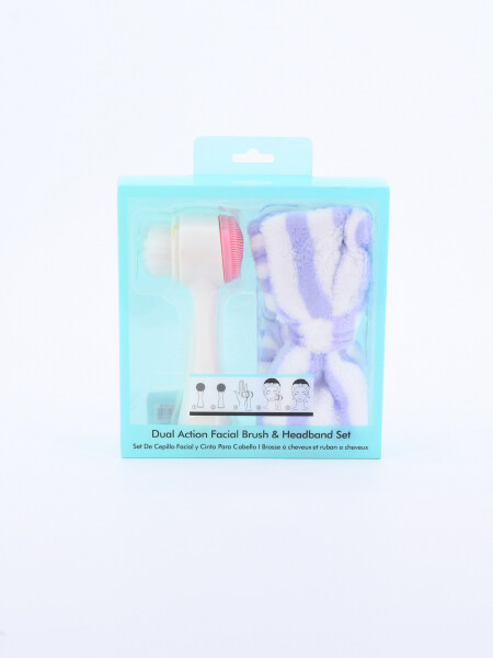 BELLEZA SET CEPILLO FACIAL Y VINCHA 2 PIEZAS BLANCO