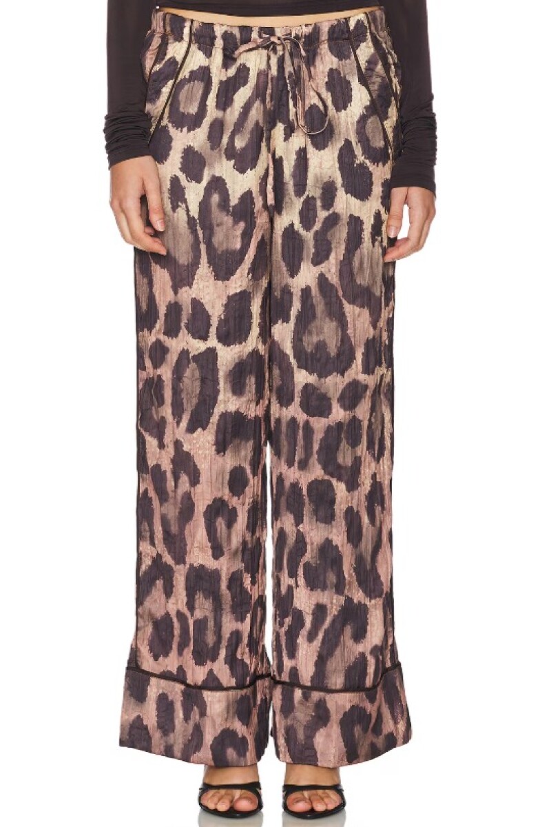 ALL OUT SATIN LEOPARD PANT Marron