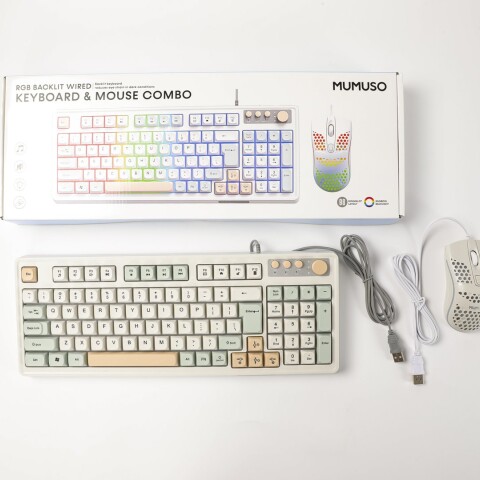 COMBO DE TECLADO Y MOUSE CON CABLE RETROILUMINACIÓN RGB Y DISEÑO TRICOLOR (ROSA COMBO DE TECLADO Y MOUSE CON CABLE RETROILUMINACIÓN RGB Y DISEÑO TRICOLOR (ROSA