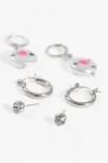 Set aros dije perla flor plateado