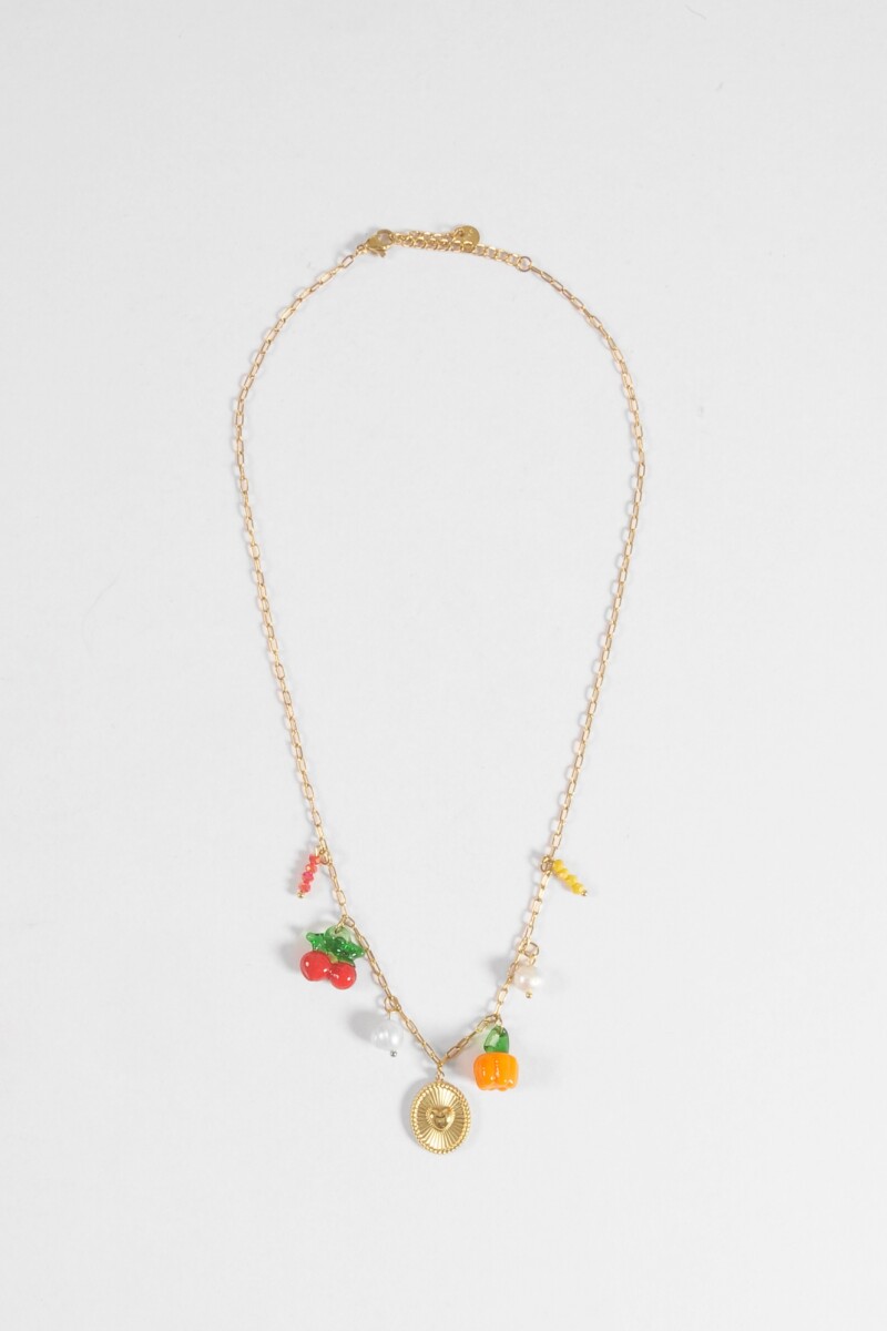 Collar acero multiples dijes dorado