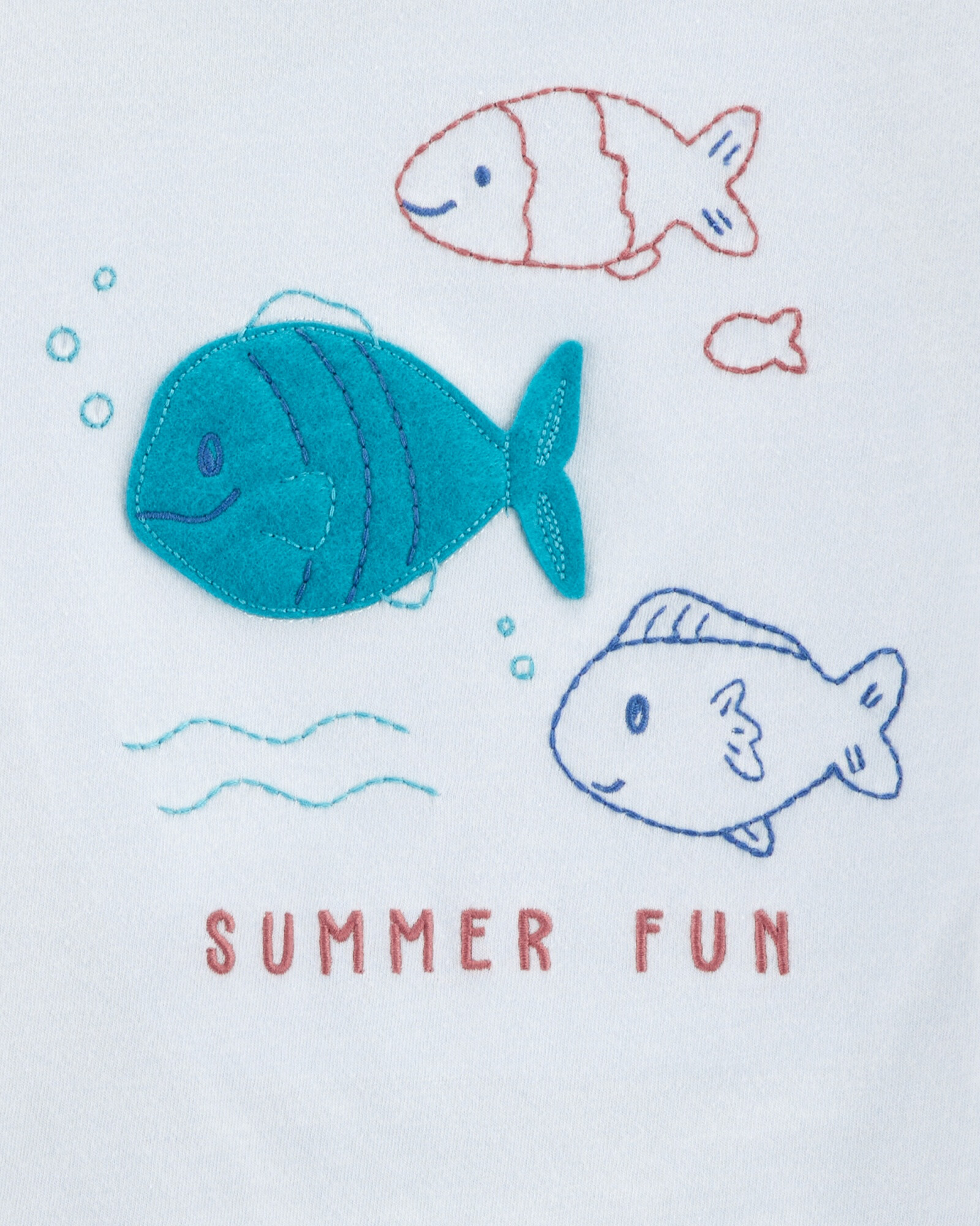 Set dos piezas de algodón, short y remera, estampa peces Sin color