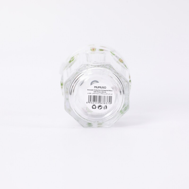 VASO DE VIDRIO OCTOGONAL COLECCIÓN PALTA CON SORBETE – 430 ML VASO DE VIDRIO OCTOGONAL COLECCIÓN PALTA CON SORBETE – 430 ML