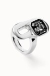 ANILLO EN ALEACIÓN DE METALES BAÑADO EN PLATA DE LEY CON CRISTAL NEGRO Anillo