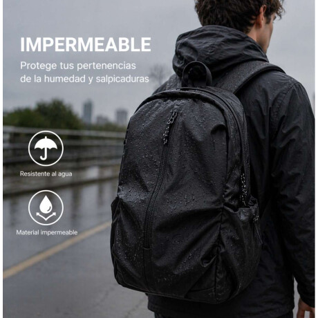 Mochila con bolsillo exterior para viaje Negro