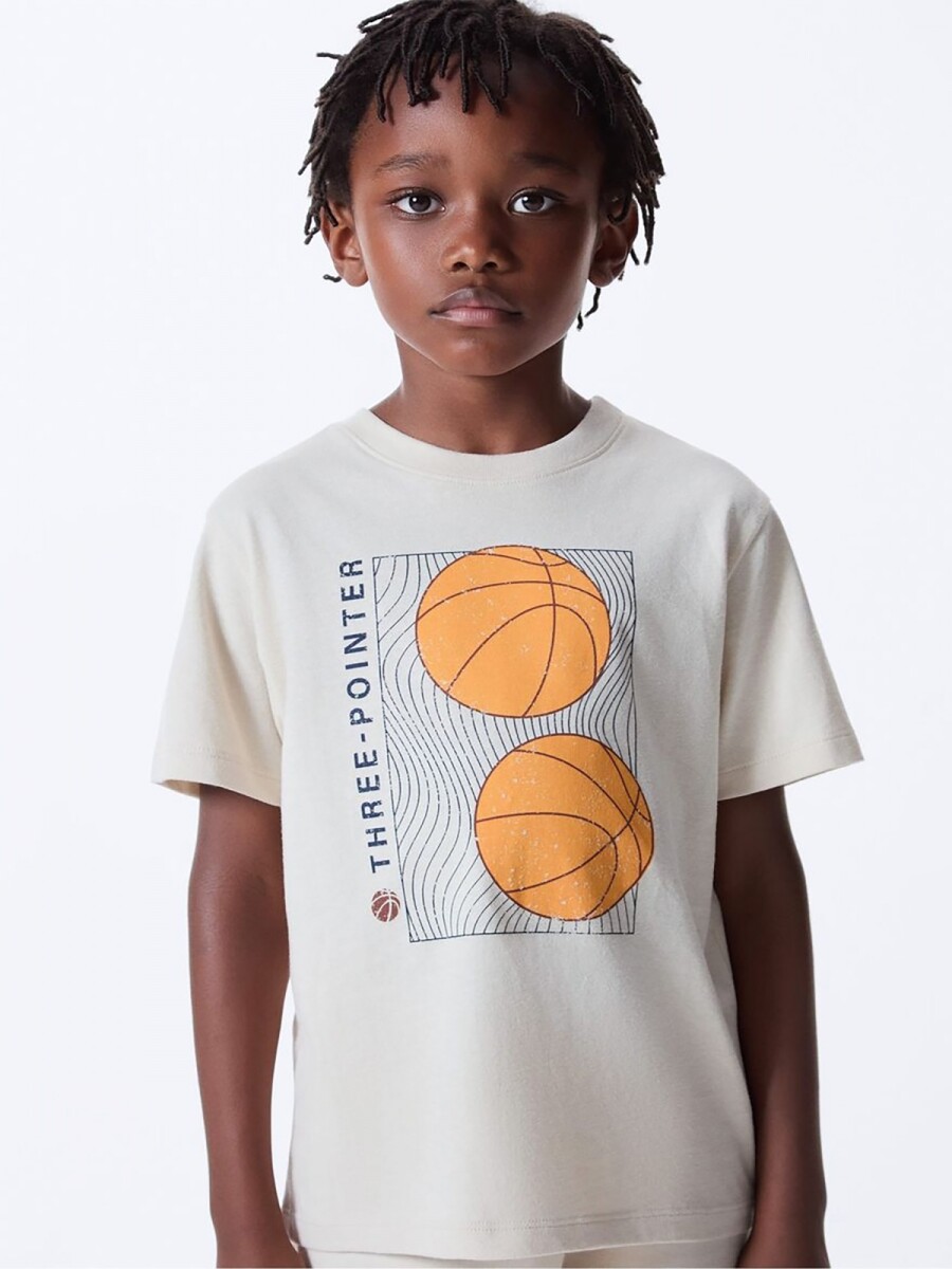 CAMISETA INFANTIL CON ESTAMPA - BEIGE 