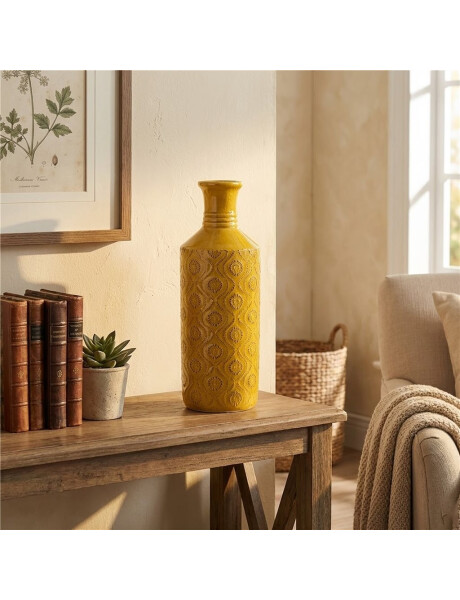 FLORERO ÉTNICO CERÁMICA 11X11X31 AMARILLO FLORERO ÉTNICO CERÁMICA 11X11X31 AMARILLO