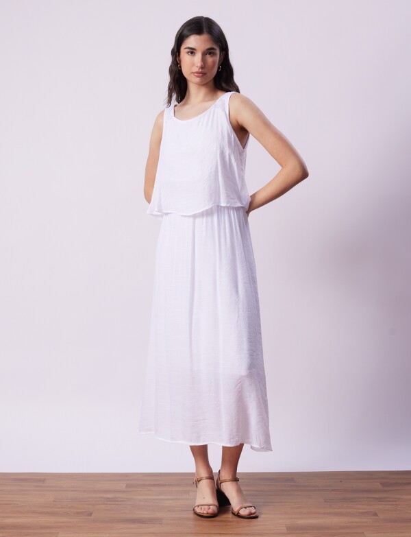 Vestido Maxi Detalle Crochet BLANCO