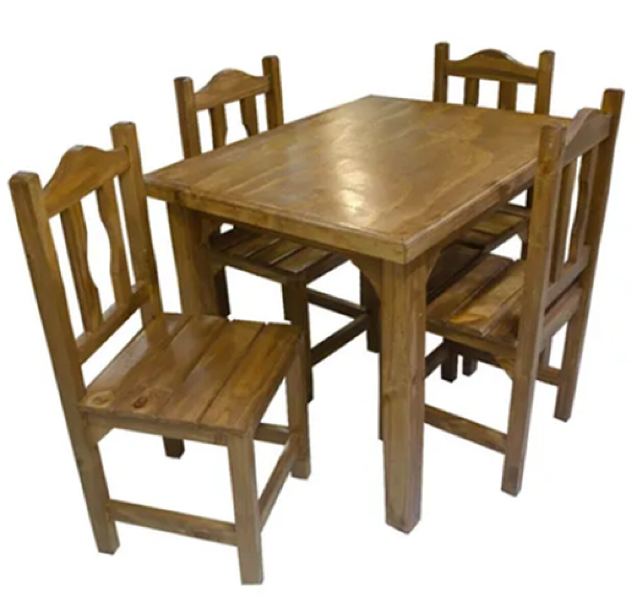 JGO DE COMEDOR TMAX 4 SILLAS PINO LUSTRADO- 