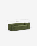 Sofá Blok 3 plazas pana gruesa verde 240 cm