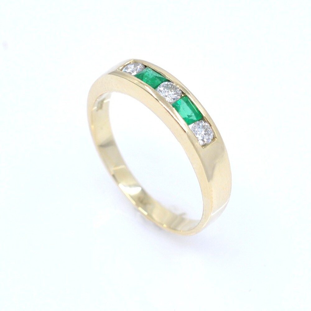 Medio sin fin en oro 18k amarillo esmeraldas y brillantes Medio sin fin en oro 18k amarillo esmeraldas y brillantes