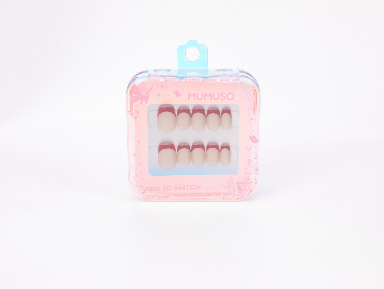 UÑAS POSTIZAS (OJO DE GATO CON BORDE ROJO) 