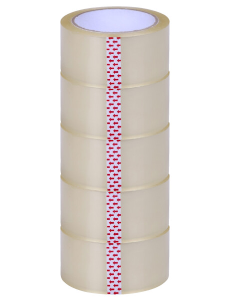 Pack x5 rollos cinta adhesiva transparente para empaque 100mts x 5cm Pack x5 rollos cinta adhesiva transparente para empaque 100mts x 5cm