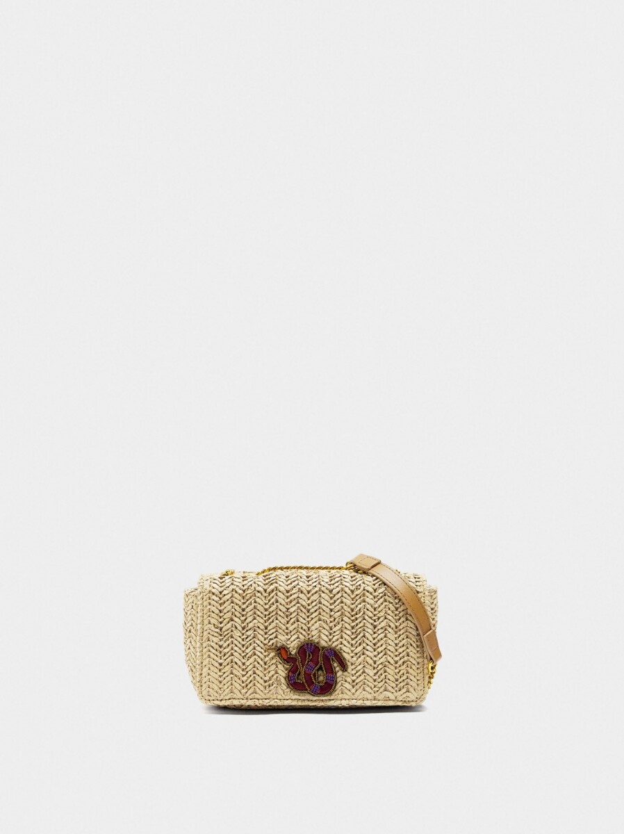 Bolso De Hombro De Efecto Rafia - natural 