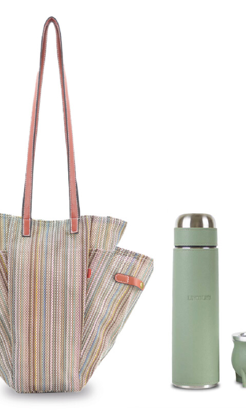 KIT MATERO VOLTOK TANNAT LADRILLO Y VERDE CON MENTA PASTEL