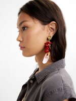 Pendientes Largos Maxi De Conchas rojo
