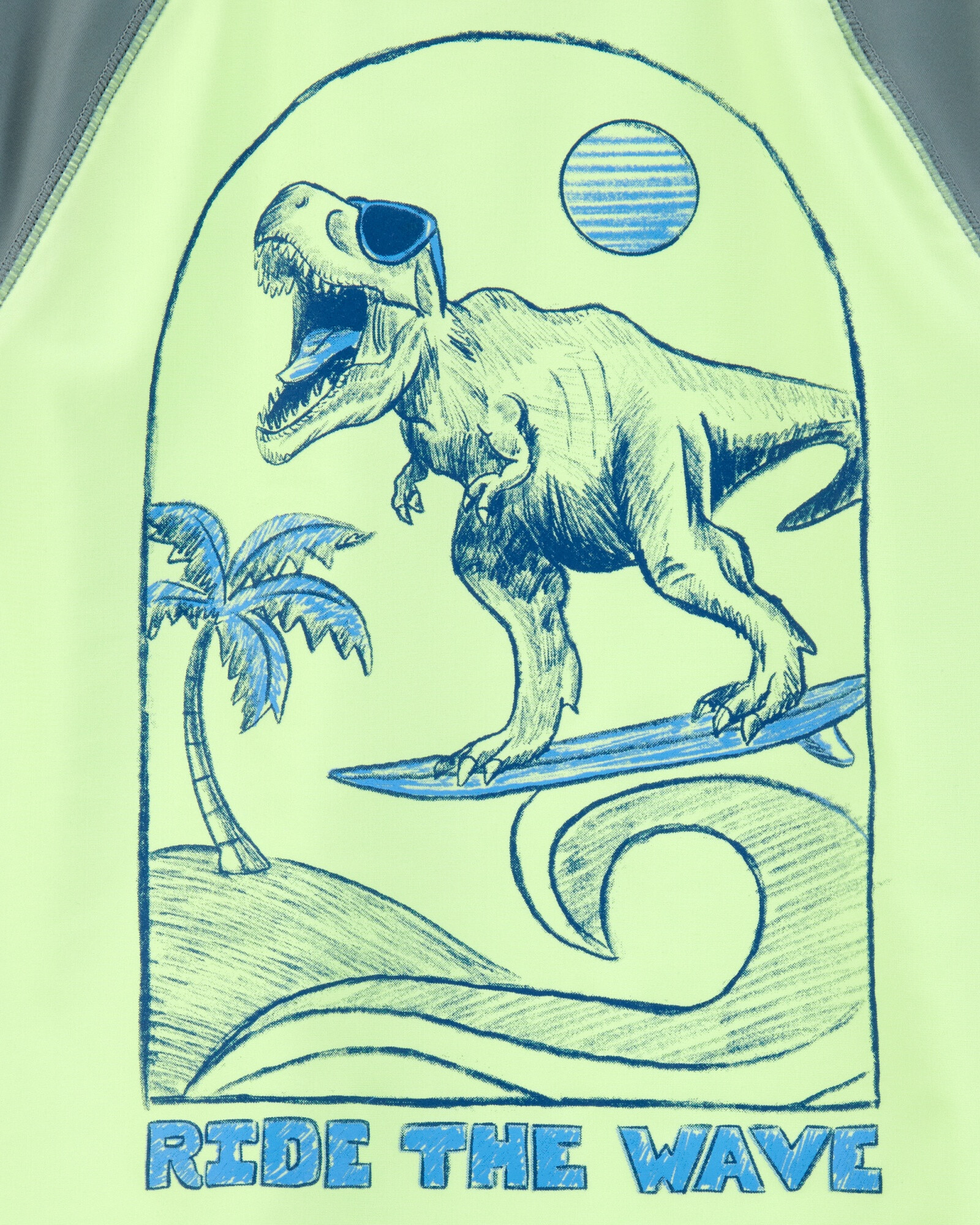 Remera de baño manga corta con protección UPF 50+, estampa dino Sin color