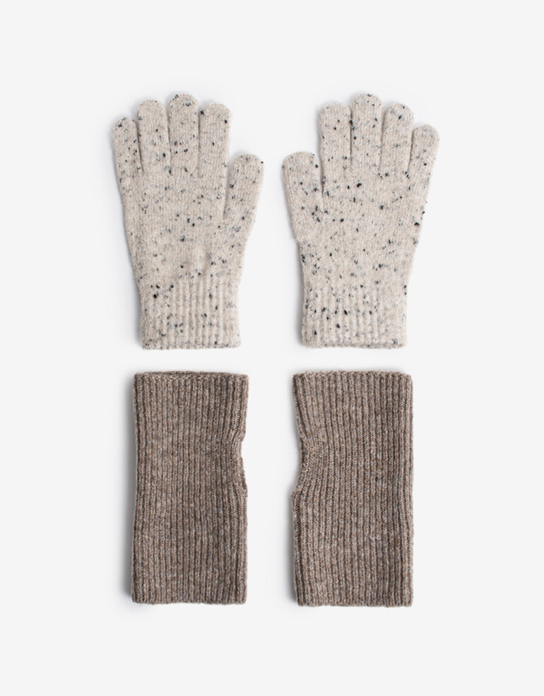 Guantes Tejidos Guante Con Miton Incluido - Combinacion Bicolor