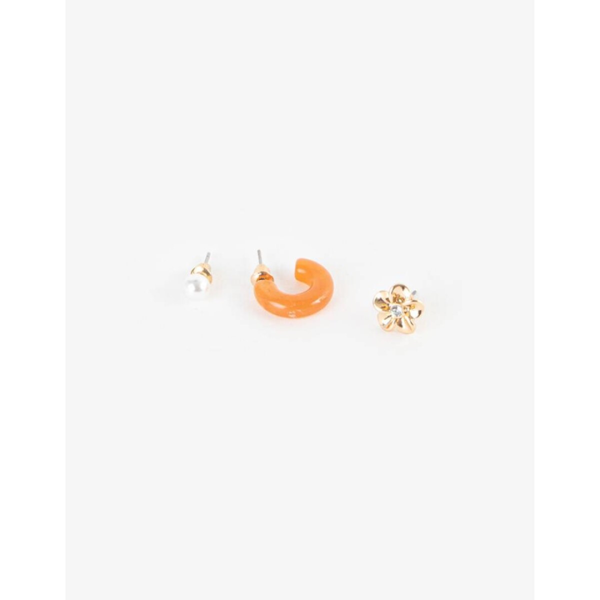 Set De Aros Con Resina - Dorado 