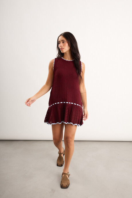 Vestido Magnolia corto Bordó