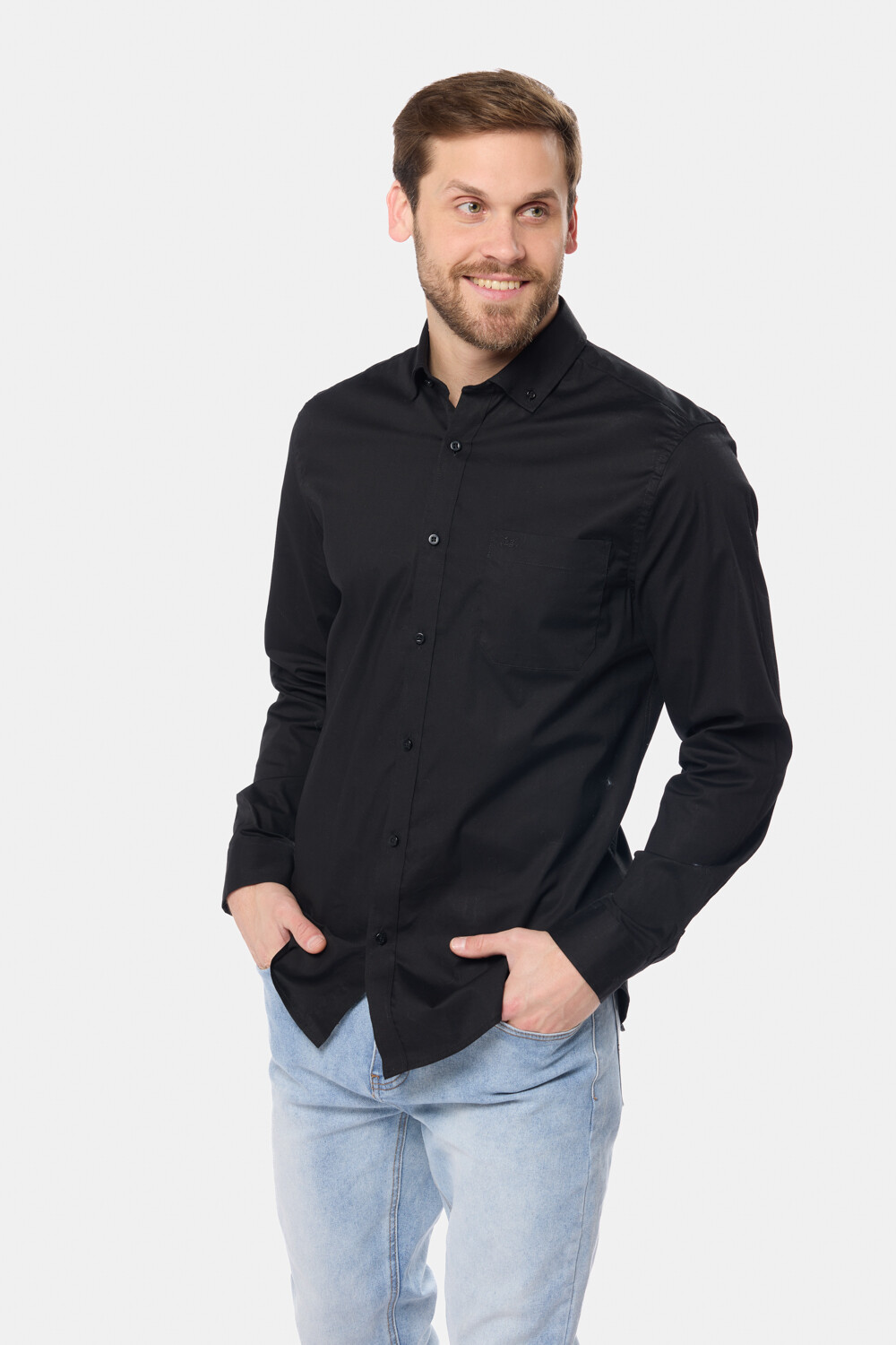CAMISA LISA SPORT CON SPANDEX Negro