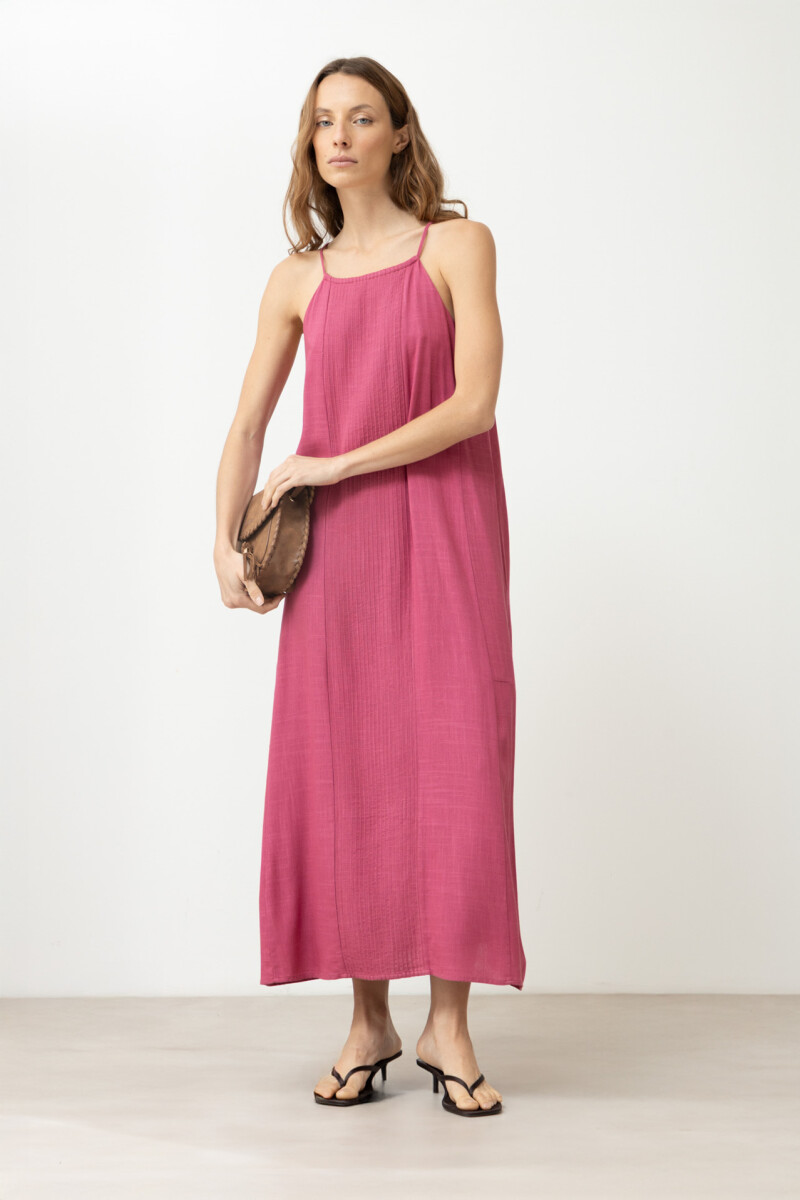 Maxi vestido con alforzas - fucsia 
