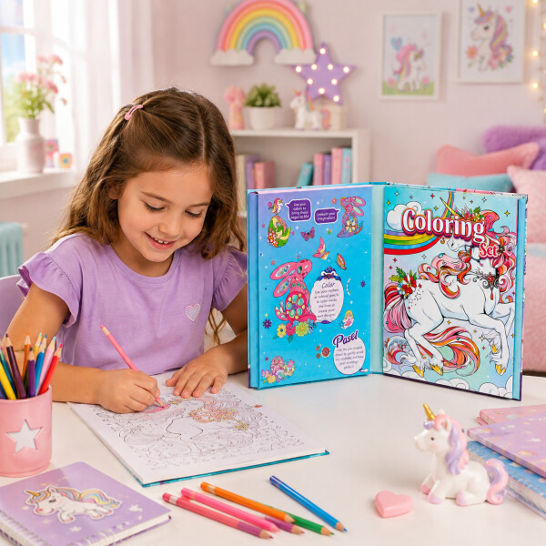 Set de Arte Infantil para Colorear con 6 Marcadores Blanco 1