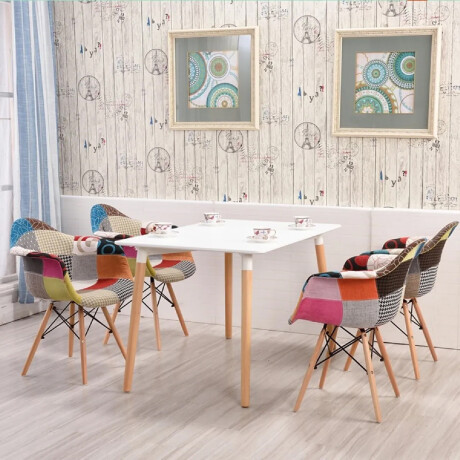 SILLA DE COMEDOR EAMES CON APOYABRAZO Silla Eames Patchwork con Posabrazos