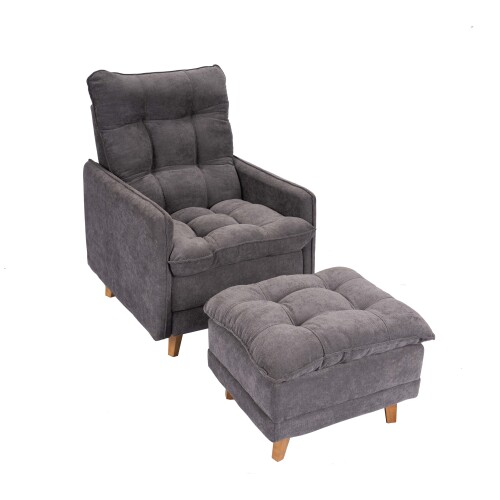 Butaca Reclinable 1 Cuerpo + Puff Living - Montreal Gris