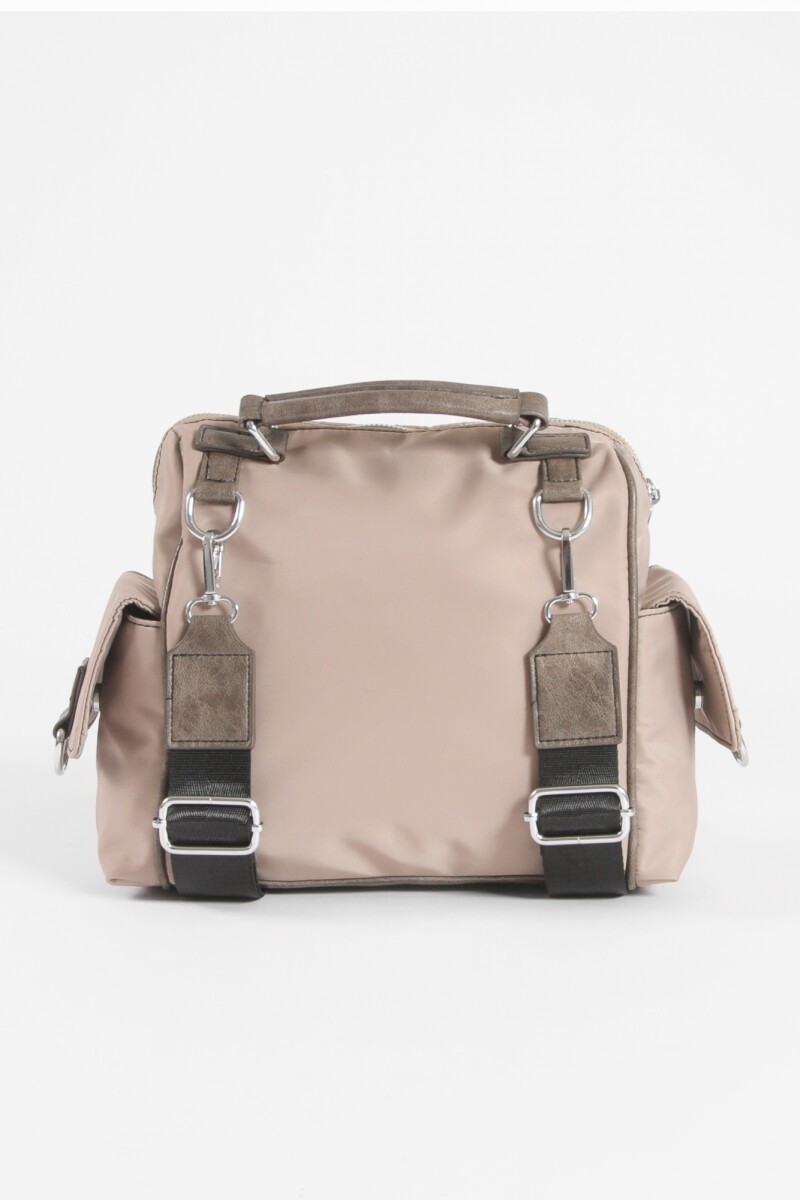 Bandolera - mochila bolsillos beige