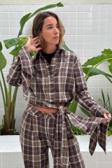 Camisa Loose Marron/Crudo