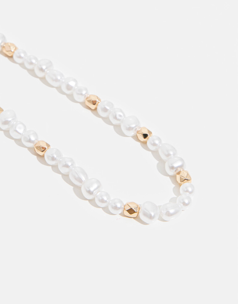 Collares Cortos Perlas Collar Con Perlas Orgánicas - Combinacion Bicolor