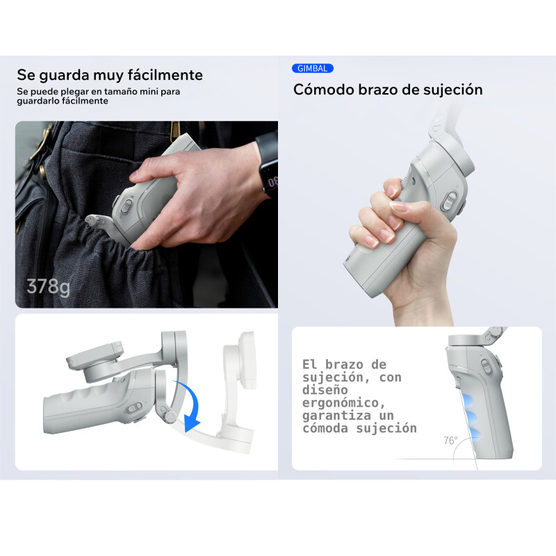 Estabilizador Gimbal 360 IA seguimiento facial automático 3 ejes Sin Color